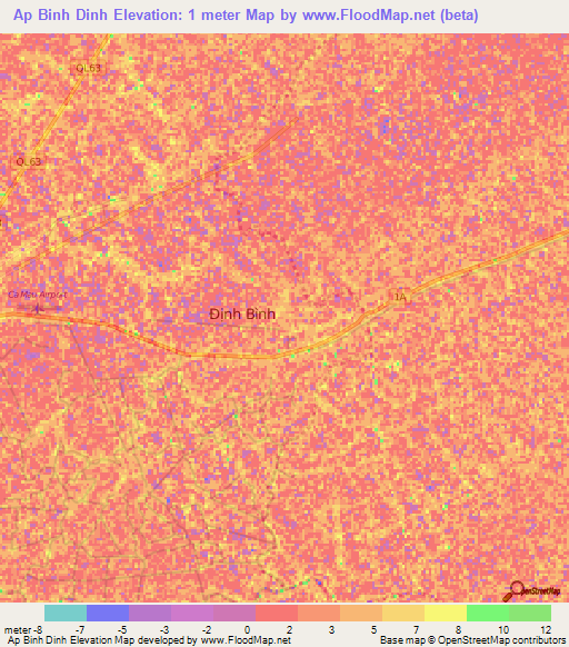 Ap Binh Dinh,Vietnam Elevation Map