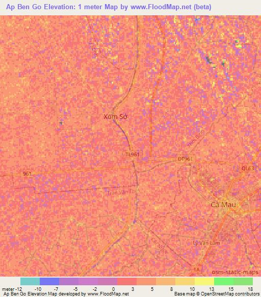 Ap Ben Go,Vietnam Elevation Map