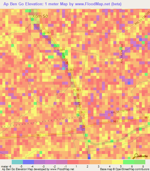 Ap Ben Go,Vietnam Elevation Map