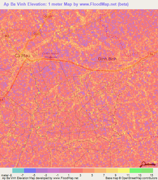 Ap Ba Vinh,Vietnam Elevation Map