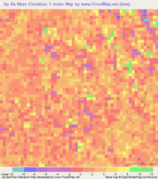 Ap Ba Nhan,Vietnam Elevation Map