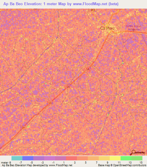 Ap Ba Beo,Vietnam Elevation Map