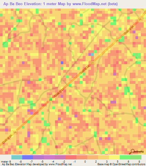 Ap Ba Beo,Vietnam Elevation Map