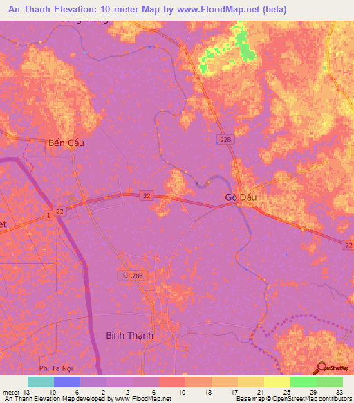 An Thanh,Vietnam Elevation Map