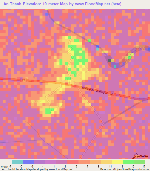 An Thanh,Vietnam Elevation Map