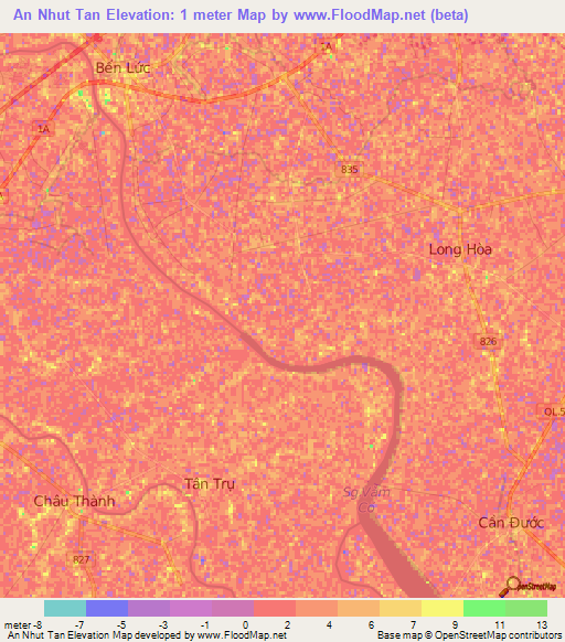 An Nhut Tan,Vietnam Elevation Map