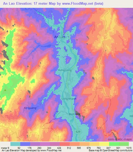 An Lao,Vietnam Elevation Map