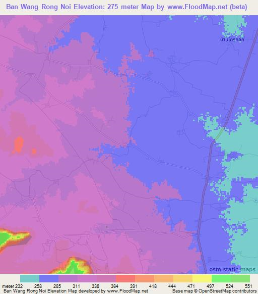 Ban Wang Rong Noi,Thailand Elevation Map