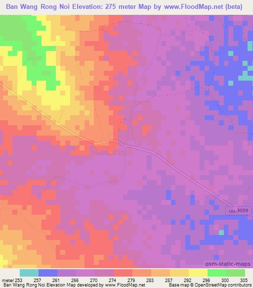 Ban Wang Rong Noi,Thailand Elevation Map