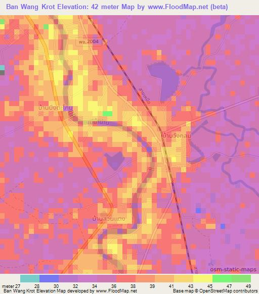 Ban Wang Krot,Thailand Elevation Map