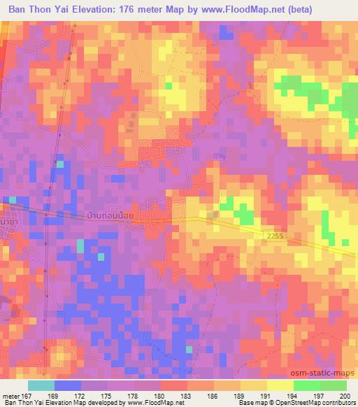 Ban Thon Yai,Thailand Elevation Map