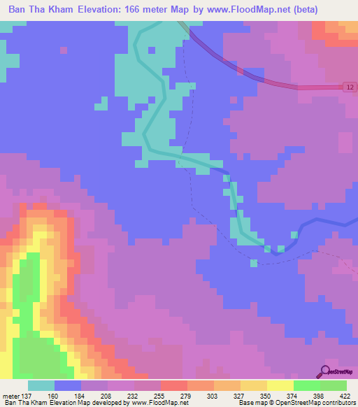 Ban Tha Kham,Thailand Elevation Map