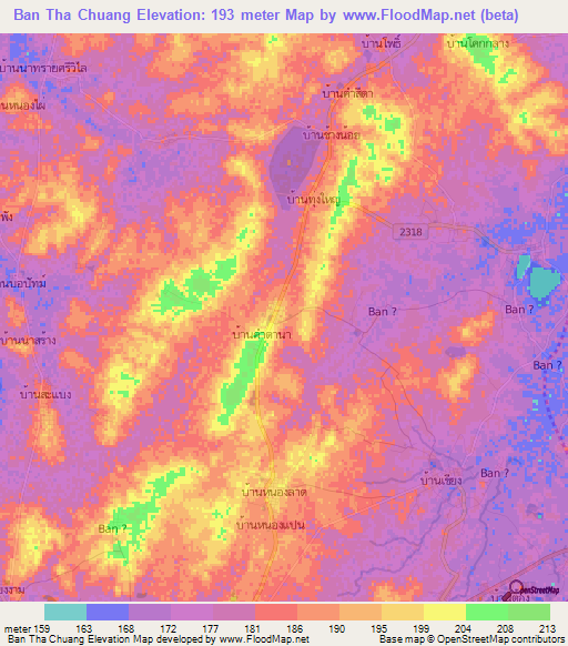 Ban Tha Chuang,Thailand Elevation Map