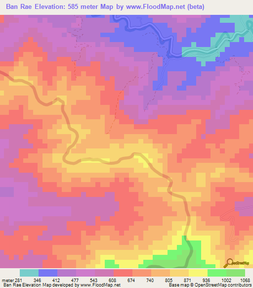 Ban Rae,Thailand Elevation Map