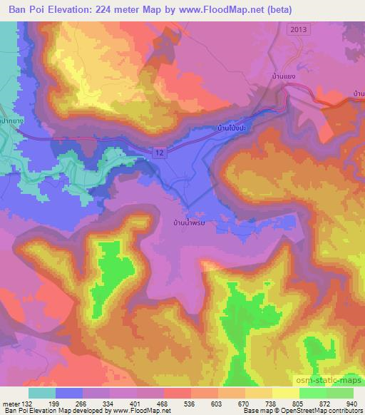 Ban Poi,Thailand Elevation Map