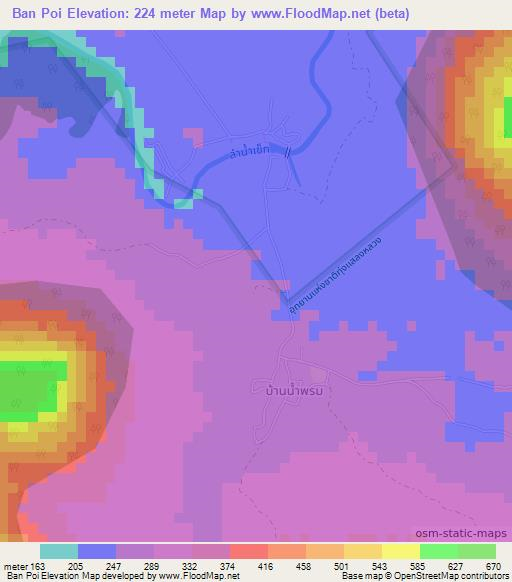 Ban Poi,Thailand Elevation Map