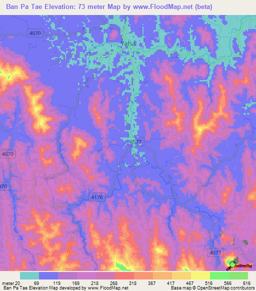 Ban Pa Tae,Thailand Elevation Map