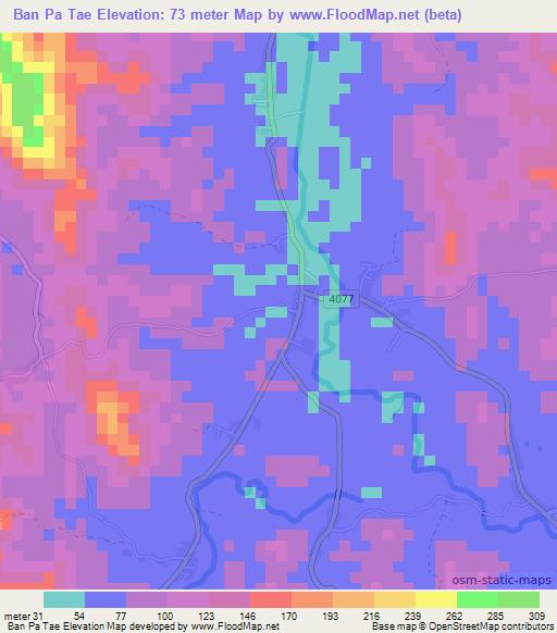 Ban Pa Tae,Thailand Elevation Map