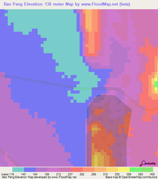 Ban Pang,Thailand Elevation Map