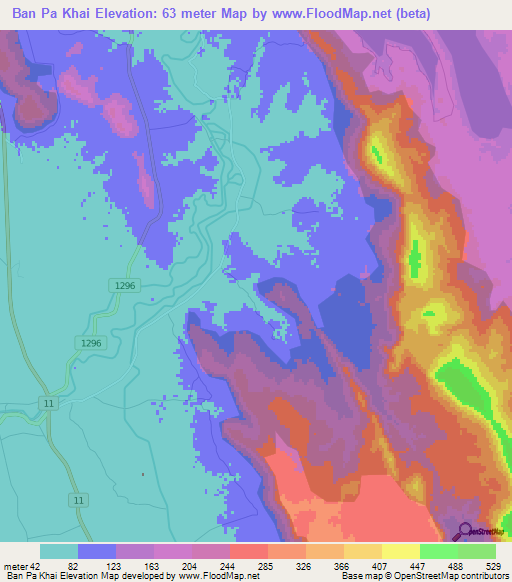 Ban Pa Khai,Thailand Elevation Map