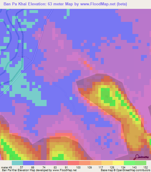 Ban Pa Khai,Thailand Elevation Map