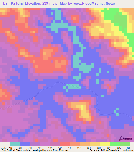 Ban Pa Khai,Thailand Elevation Map