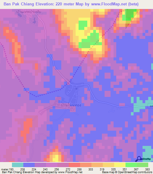 Ban Pak Chiang,Thailand Elevation Map