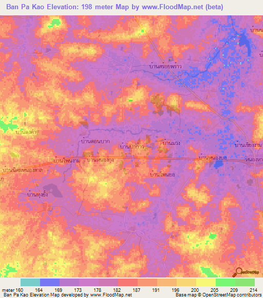 Ban Pa Kao,Thailand Elevation Map