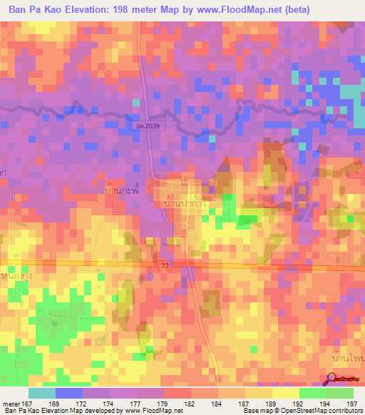 Ban Pa Kao,Thailand Elevation Map