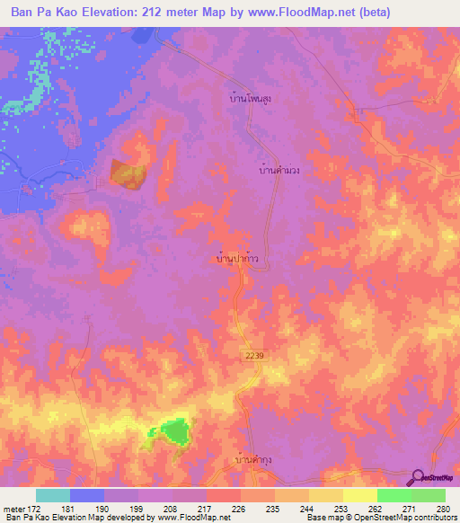 Ban Pa Kao,Thailand Elevation Map