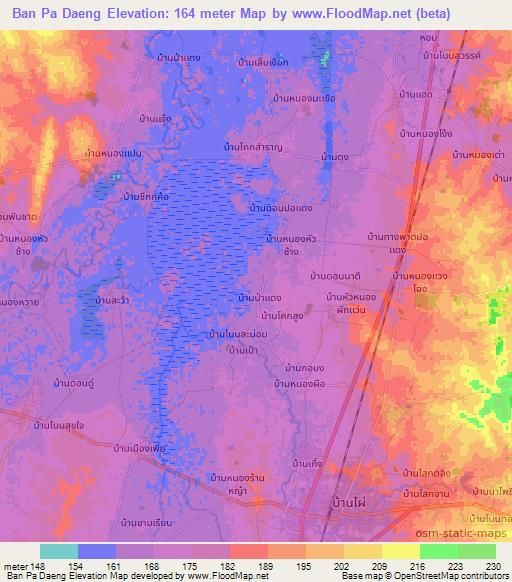 Ban Pa Daeng,Thailand Elevation Map