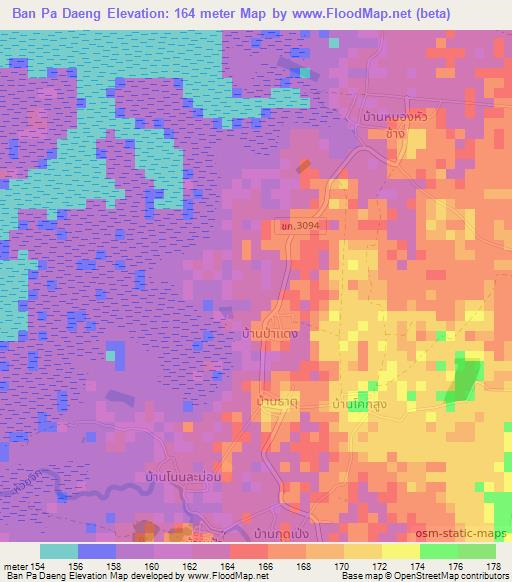 Ban Pa Daeng,Thailand Elevation Map