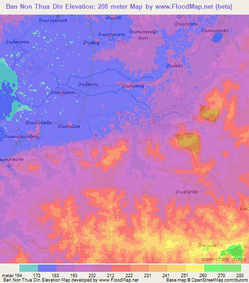 Ban Non Thua Din,Thailand Elevation Map