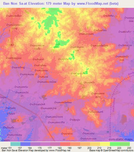 Ban Non Sa-at,Thailand Elevation Map