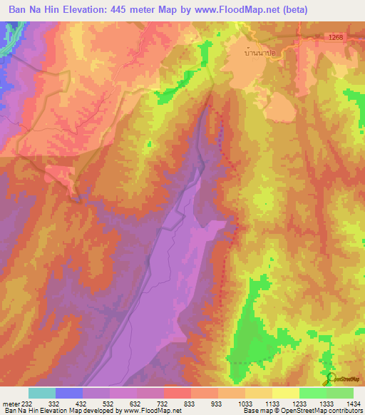 Ban Na Hin,Thailand Elevation Map