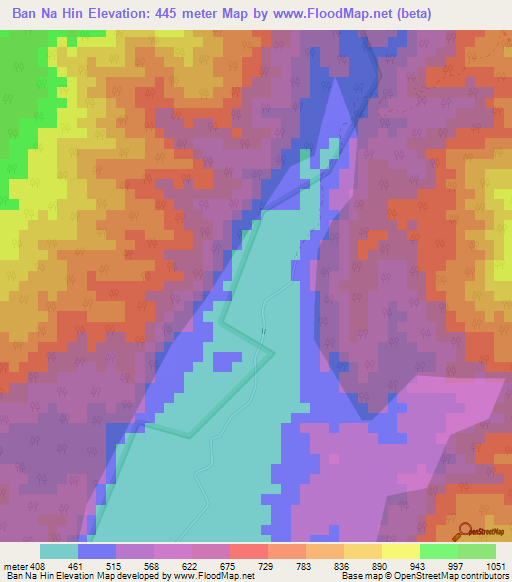 Ban Na Hin,Thailand Elevation Map