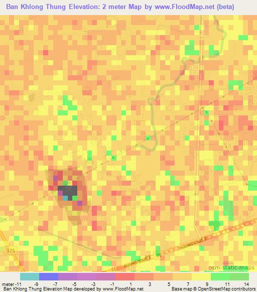 Ban Khlong Thung,Thailand Elevation Map