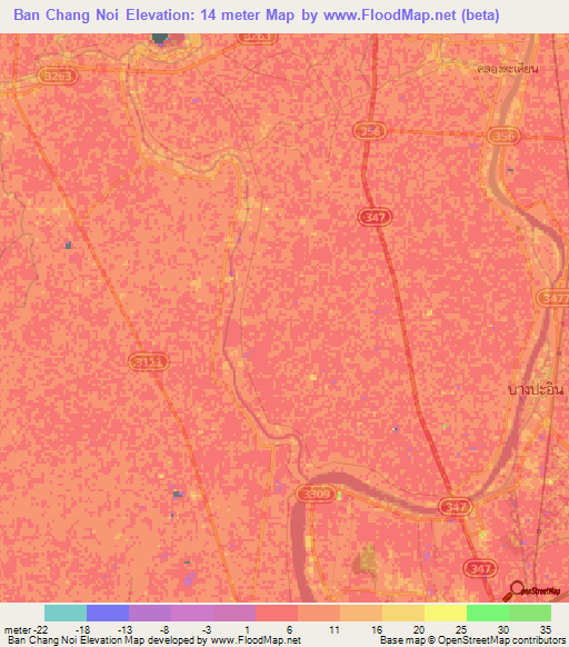 Elevation of Ban Chang Noi,Thailand Elevation Map, Topography, Contour