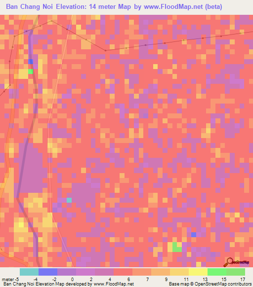 Ban Chang Noi,Thailand Elevation Map