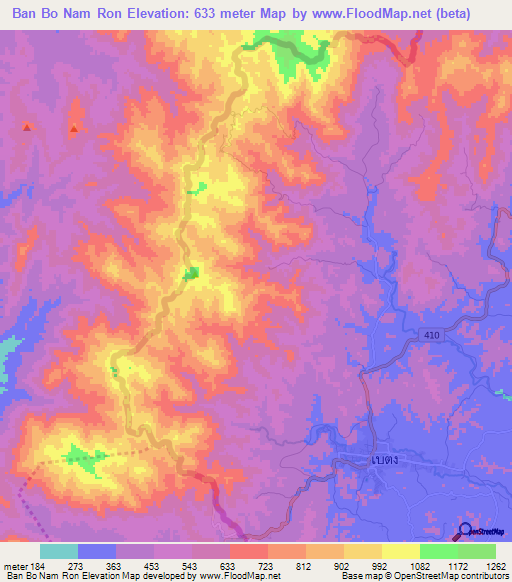 Ban Bo Nam Ron,Thailand Elevation Map