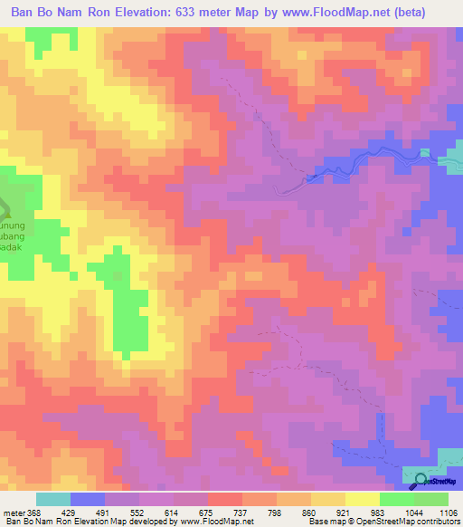 Ban Bo Nam Ron,Thailand Elevation Map