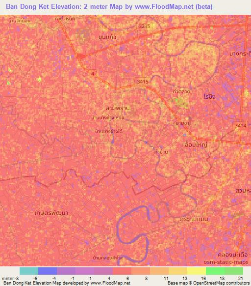 Ban Dong Ket,Thailand Elevation Map