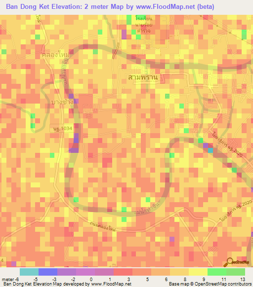 Ban Dong Ket,Thailand Elevation Map