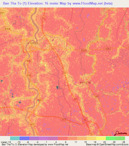 Ban Tha To (1),Thailand Elevation Map