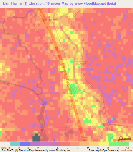 Ban Tha To (1),Thailand Elevation Map