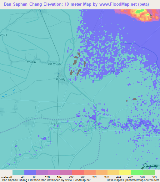 Ban Saphan Chang,Thailand Elevation Map