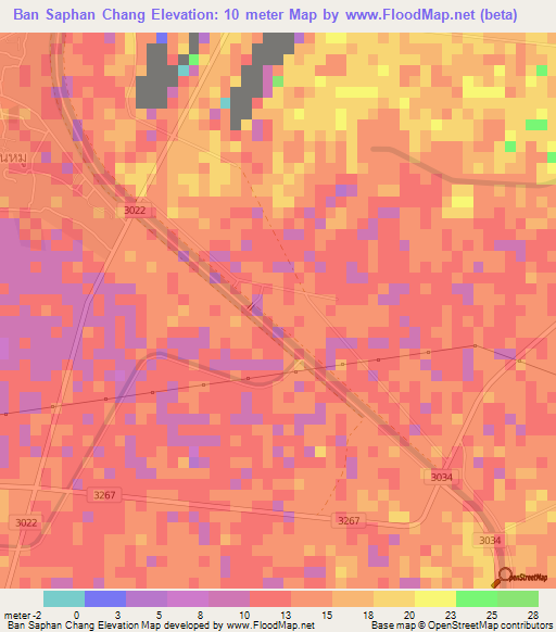 Ban Saphan Chang,Thailand Elevation Map