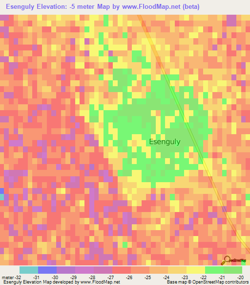 Esenguly,Turkmenistan Elevation Map