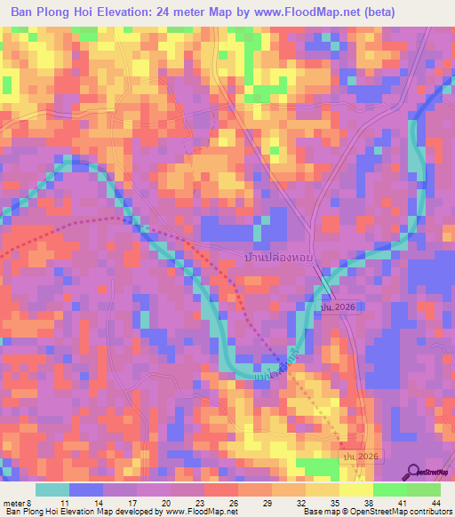 Ban Plong Hoi,Thailand Elevation Map