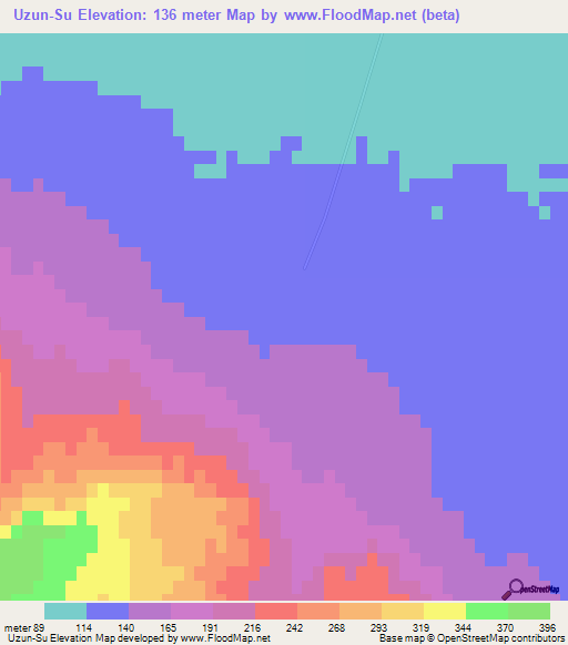 Uzun-Su,Turkmenistan Elevation Map